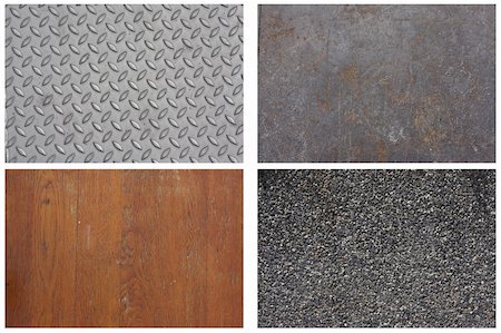 simsearch:400-05901933,k - Texture Series - Set of 4, diamond plate aluminum, steel sheet, wooden floor, stone gravel. Stock Photo - Budget Royalty-Free & Subscription, Code: 400-04062281