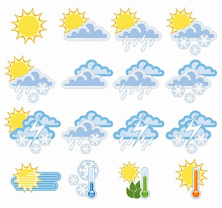 simsearch:400-07406394,k - A colorful collection of a weather icons Foto de stock - Super Valor sin royalties y Suscripción, Código: 400-04062303