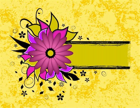 simsearch:841-02946335,k - vector illustration - flowers and leaves arranged around a grunge frame ready for your text Fotografie stock - Microstock e Abbonamento, Codice: 400-04062335