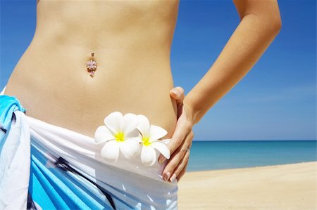 Close-up view of nice woman’s belly in summer environment Stock Photo - Budget Royalty-Free & Subscription, Code: 400-04062790