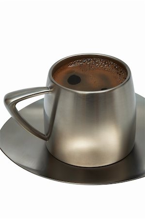 simsearch:628-02615924,k - Coffee in a metal cup on a white background Foto de stock - Royalty-Free Super Valor e Assinatura, Número: 400-04063079