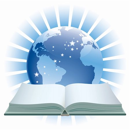 simsearch:400-05174344,k - A book and globe on a blue background. Stock Photo - Budget Royalty-Free & Subscription, Code: 400-04063617