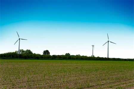 simsearch:400-04024418,k - Wind turbines farm on field. Alternative energy source. Fotografie stock - Microstock e Abbonamento, Codice: 400-04063929