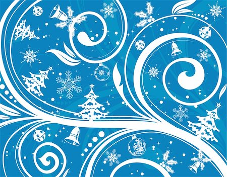 simsearch:400-04729276,k - Christmas background with snowflake, bell, mistletoe, element for design, vector illustration Stockbilder - Microstock & Abonnement, Bildnummer: 400-04074349