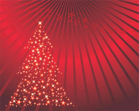 simsearch:400-04411980,k - Christmas (New Year) fir-tree with stars. Vector illustration. Fotografie stock - Microstock e Abbonamento, Codice: 400-04074705