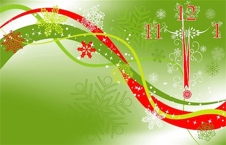 New year's background with clock, vector illustration Stock Photo - Budget Royalty-Free & Subscription, Code: 400-04074725