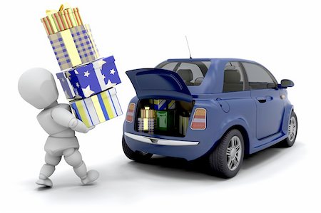 Someone loading gifts into the boot of a car Stock Photo - Budget Royalty-Free & Subscription, Code: 400-04075587
