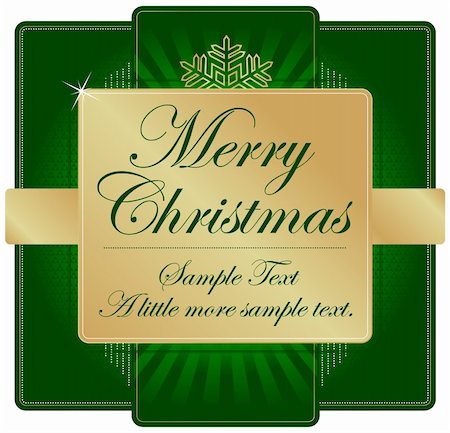 simsearch:400-05287751,k - Ornate Green and Gold Christmas Label with room for your own text. Fotografie stock - Microstock e Abbonamento, Codice: 400-04075583