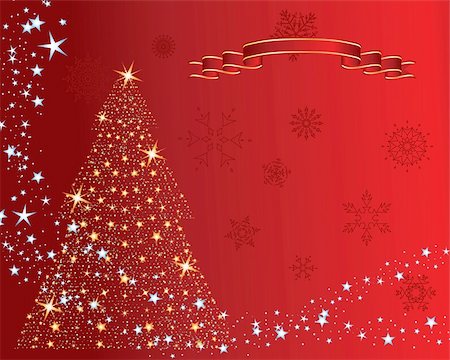 simsearch:400-04411980,k - Christmas (New Year) fir-tree with stars. Vector illustration. Fotografie stock - Microstock e Abbonamento, Codice: 400-04075703