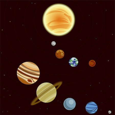 simsearch:841-03677045,k - Illustration of solar system with stars and planets Photographie de stock - Aubaine LD & Abonnement, Code: 400-04075824