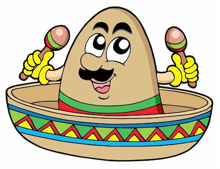 Mexican sombrero on white background - vector illustration. Stock Photo - Budget Royalty-Free & Subscription, Code: 400-04076253