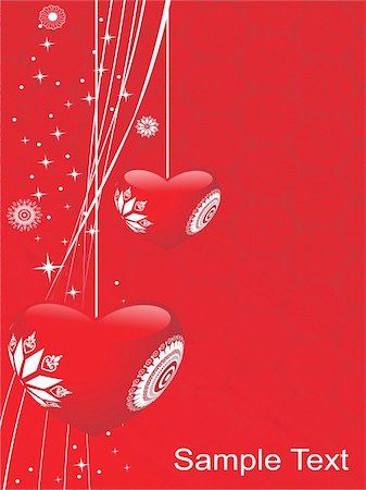 two creative hanging heart with red background Stock Photo - Budget Royalty-Free & Subscription, Code: 400-04076349