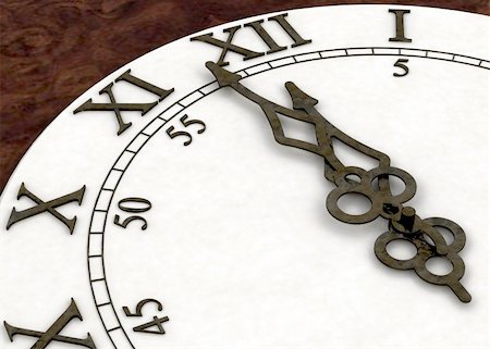 3D render of a clock face showing minutes to midnight Stock Photo - Budget Royalty-Free & Subscription, Code: 400-04076608