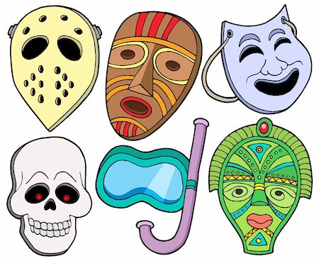 Various masks collection 1 - vector illustration. Stock Photo - Budget Royalty-Free & Subscription, Code: 400-04076626