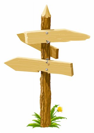 wooden direction arrows on the crossroads vector illustration Stock Photo - Budget Royalty-Free & Subscription, Code: 400-04076846