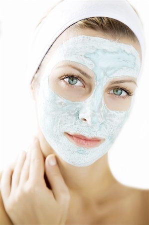 face and cleanse and one person - woman weaing a skin mask Stock Photo - Budget Royalty-Free & Subscription, Code: 400-04076955