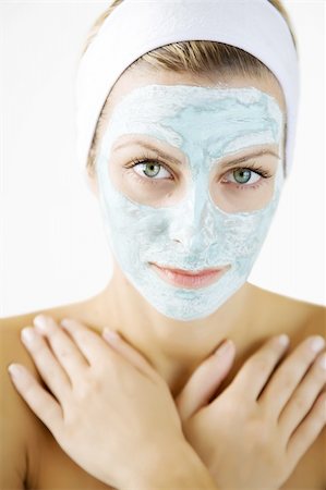 face and cleanse and one person - woman wearing mask Stock Photo - Budget Royalty-Free & Subscription, Code: 400-04076968
