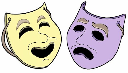 fake happiness mask - Pair of theatre masks - vector illustration. Stock Photo - Budget Royalty-Free & Subscription, Code: 400-04077414