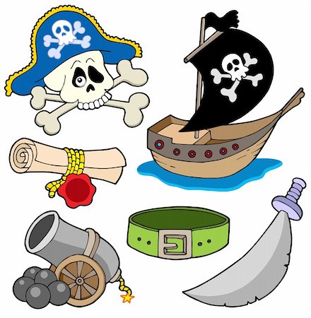 simsearch:400-08160274,k - Pirate collection 3 - vector illustration. Foto de stock - Super Valor sin royalties y Suscripción, Código: 400-04077416