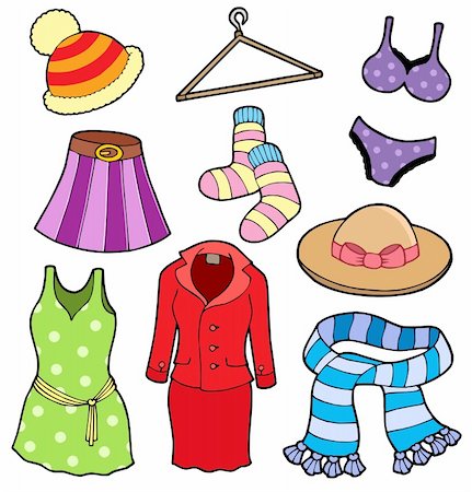 simsearch:400-06080608,k - Woman clothes collection - vector illustation. Photographie de stock - Aubaine LD & Abonnement, Code: 400-04077418