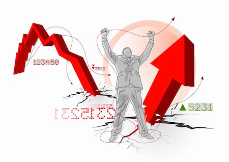 simsearch:400-05241318,k - Business concept. Cheering businessman over rising profits. Vector illustration Stock Photo - Budget Royalty-Free & Subscription, Code: 400-04077545