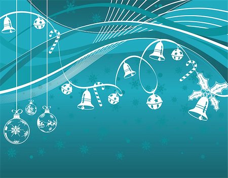 simsearch:400-04729276,k - Christmas background with snowflakes, bell, candy and wave pattern, element for design, vector illustration Stockbilder - Microstock & Abonnement, Bildnummer: 400-04077867