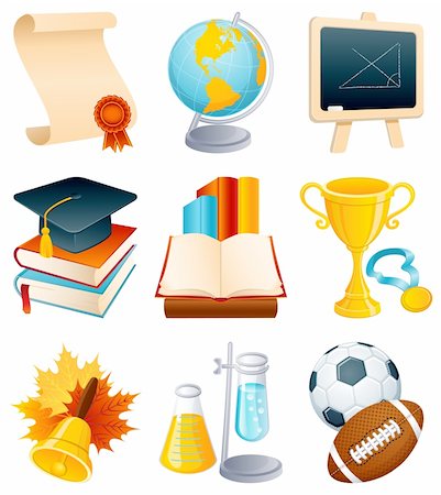 simsearch:400-04222140,k - Vector illustration - Education and graduation icon set. Foto de stock - Royalty-Free Super Valor e Assinatura, Número: 400-04077897