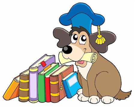 simsearch:400-04694895,k - Dog teacher with books - vector illustration. Foto de stock - Royalty-Free Super Valor e Assinatura, Número: 400-04078285