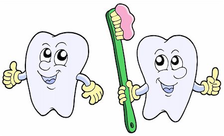 Pair of cartoon teeth - vector illustration. Stock Photo - Budget Royalty-Free & Subscription, Code: 400-04078288