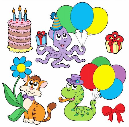 draw carnival animals - Party animals collection - vector illustration. Stock Photo - Budget Royalty-Free & Subscription, Code: 400-04078289