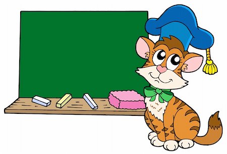 simsearch:400-04598586,k - Cat teacher with blackboard - vector illustration. Stockbilder - Microstock & Abonnement, Bildnummer: 400-04078280