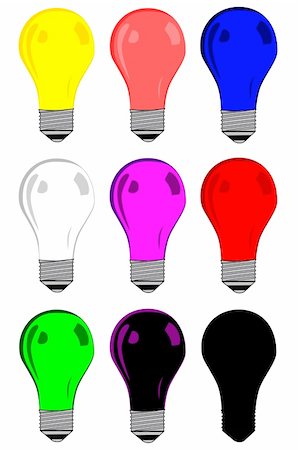 Assorted colors Light bulb collection vector Stock Photo - Budget Royalty-Free & Subscription, Code: 400-04078407