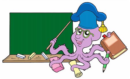 simsearch:400-06098950,k - Octopus teacher with blackboard - vector illustration. Photographie de stock - Aubaine LD & Abonnement, Code: 400-04078464