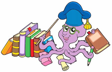 simsearch:400-06098950,k - Octopus teacher with books - vector illustration Photographie de stock - Aubaine LD & Abonnement, Code: 400-04078465