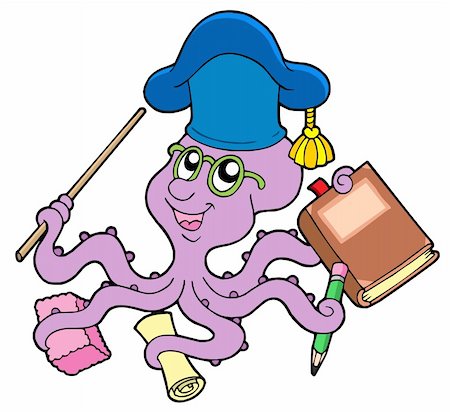 simsearch:400-06098950,k - Octopus teacher - vector illustration. Photographie de stock - Aubaine LD & Abonnement, Code: 400-04078462