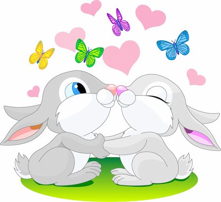 rabbit butterfly picture - two cute rabbits in love Stock Photo - Budget Royalty-Free & Subscription, Code: 400-04078506