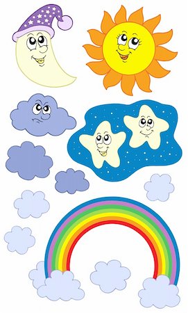 simsearch:400-04154451,k - Sun Moon and weather collection - vector illustration. Stock Photo - Budget Royalty-Free & Subscription, Code: 400-04078526