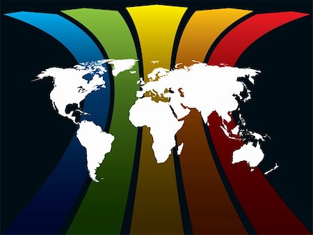 White world map on a rainbow background, conceptual business illustration. The base map is from Central Intelligence Agency Web site. Stock Photo - Budget Royalty-Free & Subscription, Code: 400-04078664