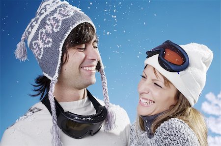 couple in ski clothing laughing together Stock Photo - Budget Royalty-Free & Subscription, Code: 400-04079058