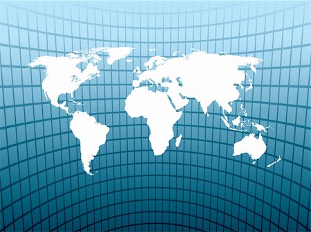 simsearch:400-04082063,k - Large world map on an abstract blue background, conceptual business illustration. The base map is from Central Intelligence Agency Web site. Stock Photo - Budget Royalty-Free & Subscription, Code: 400-04079142