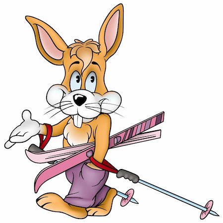 simsearch:400-04162983,k - Rabbit Skier - smiling cartoon illustration as vector Foto de stock - Super Valor sin royalties y Suscripción, Código: 400-04079172