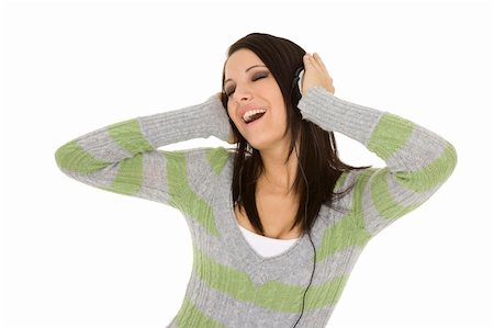 simsearch:400-05717354,k - Beautiful and sexy caucasian girl listening to music Stock Photo - Budget Royalty-Free & Subscription, Code: 400-04079254