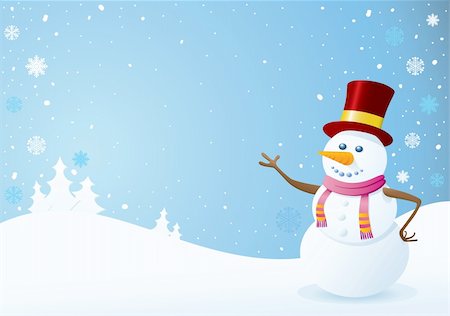 Snowman on Christmas Background. Christmas Backgrounds Series. Stock Photo - Budget Royalty-Free & Subscription, Code: 400-04079275