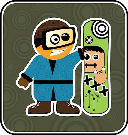 Love My Board. Boy With Snowboard. Green Version. Cartoon Sport Series. Foto de stock - Super Valor sin royalties y Suscripción, Código: 400-04079273