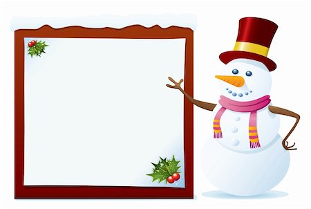 simsearch:400-04229987,k - Snowman Pointing On The Blank Board. Christmas Series. Stock Photo - Budget Royalty-Free & Subscription, Code: 400-04079287