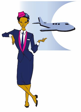 stewardess (asian or hispanic woman) clipart Photographie de stock - Aubaine LD & Abonnement, Code: 400-04079384