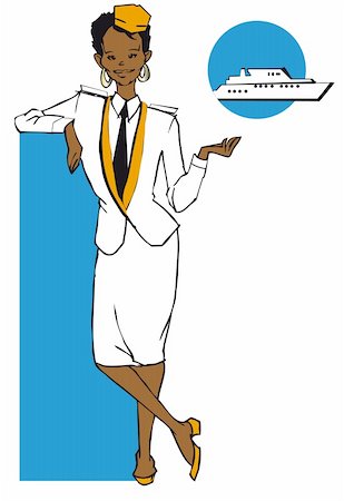 stewardess (african american hispanic woman) clipart Stock Photo - Budget Royalty-Free & Subscription, Code: 400-04079381