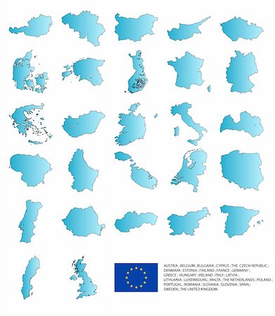 simsearch:872-08689434,k - maps of european countrys on white background,  vector art in Adobe illustrator EPS format, compressed in a zip file. The different graphics are all on separate layers so they can easily be moved or edited individually. Photographie de stock - Aubaine LD & Abonnement, Code: 400-04079392