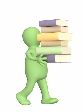 simsearch:400-06074785,k - 3d puppet, carrying the book. Over white Stock Photo - Budget Royalty-Free & Subscription, Code: 400-04079457