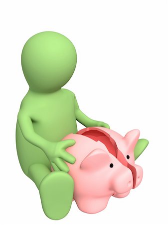 piggy banks losing money - Conceptual image - broken piggy bank Stock Photo - Budget Royalty-Free & Subscription, Code: 400-04079458